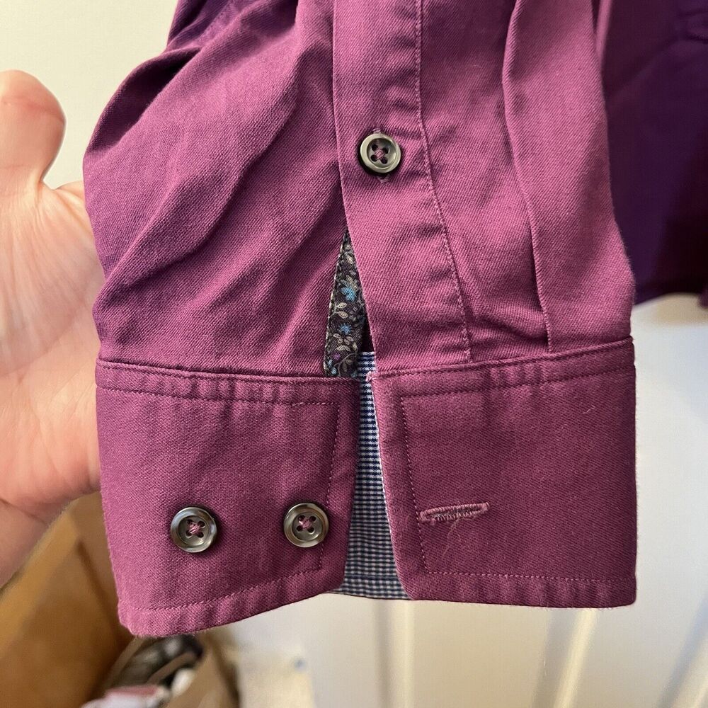 Tommy Bahama Men's XL Shirt Oasis Twill Solid Thistle Purple Silk Blend - Picture 6 of 14